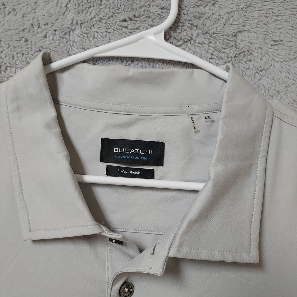 Bugatchi Polo Shirt Men 2XL XXL Ooohcotton Tech 8 Way Stretch Performance EUC - Picture 3 of 8